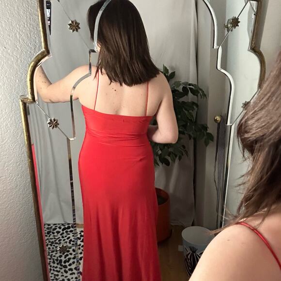 Nasty Gal V-Neck Wrap Maxi Dress with High Slit Red Size 8 - Picture 3 of 6